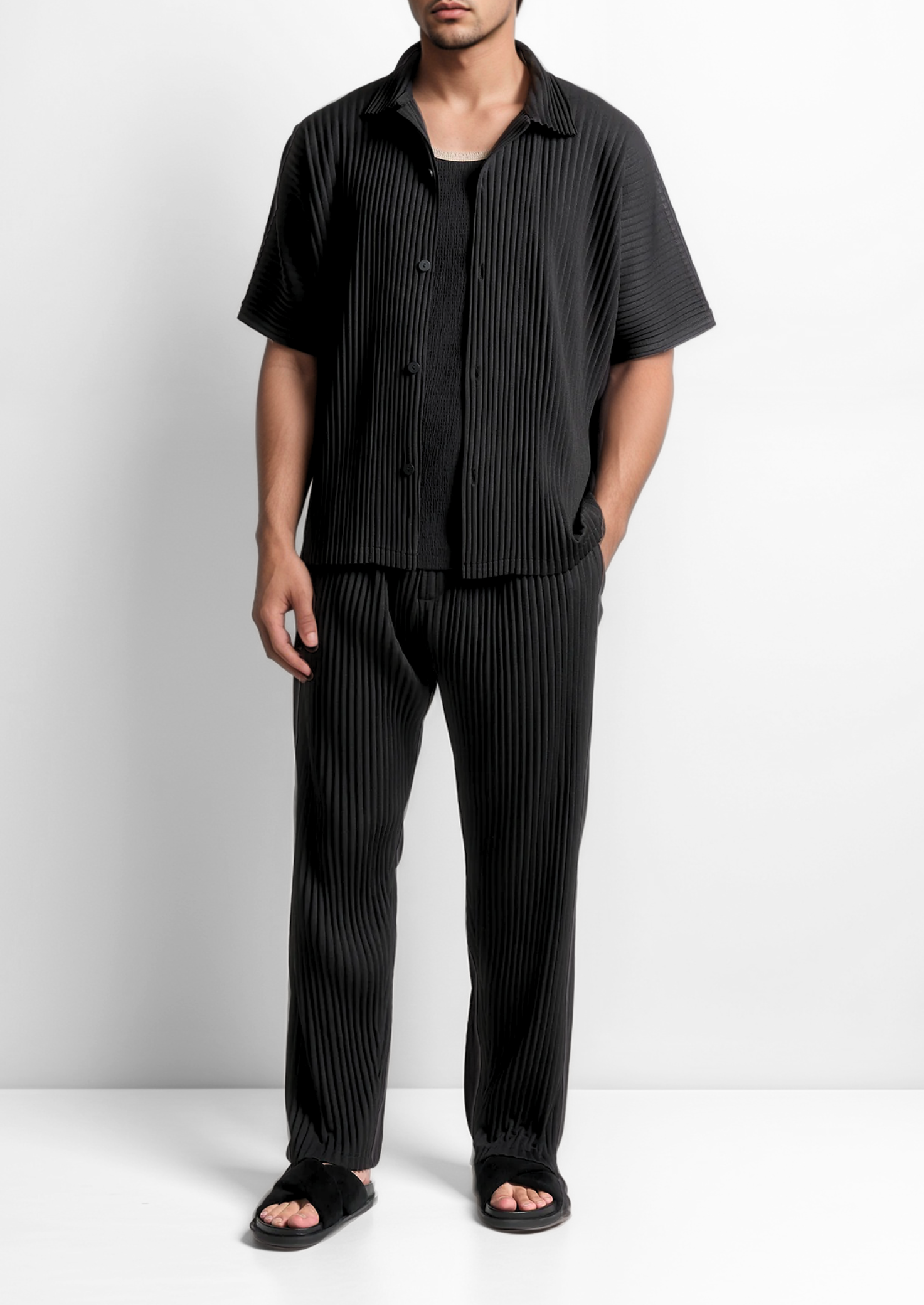 Black Pleated Summer Set | Vallentty