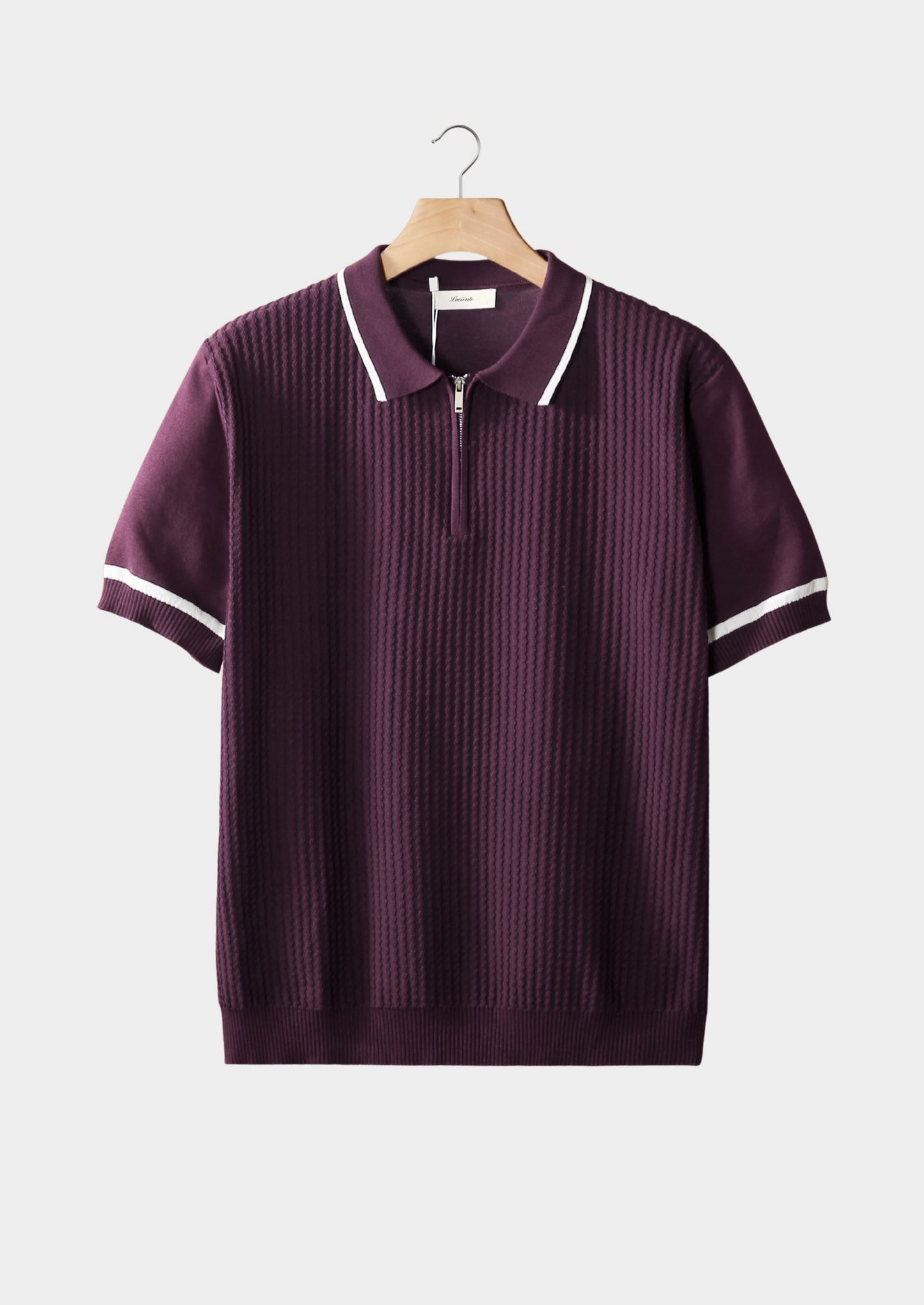 Purple Contrast Trim Zipper Polo | Vallentty