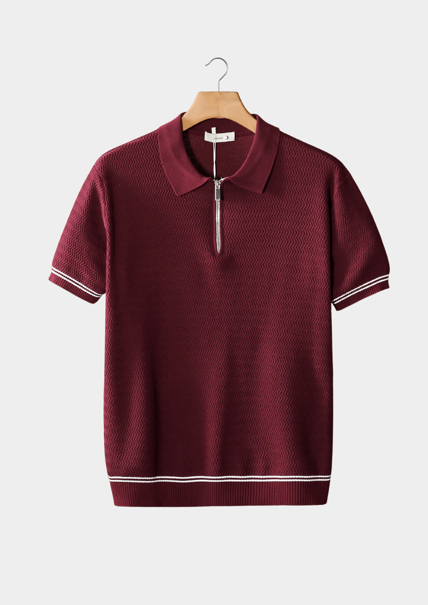 Bordeaux Zigzag Textured Zipper Polo | Vallentty