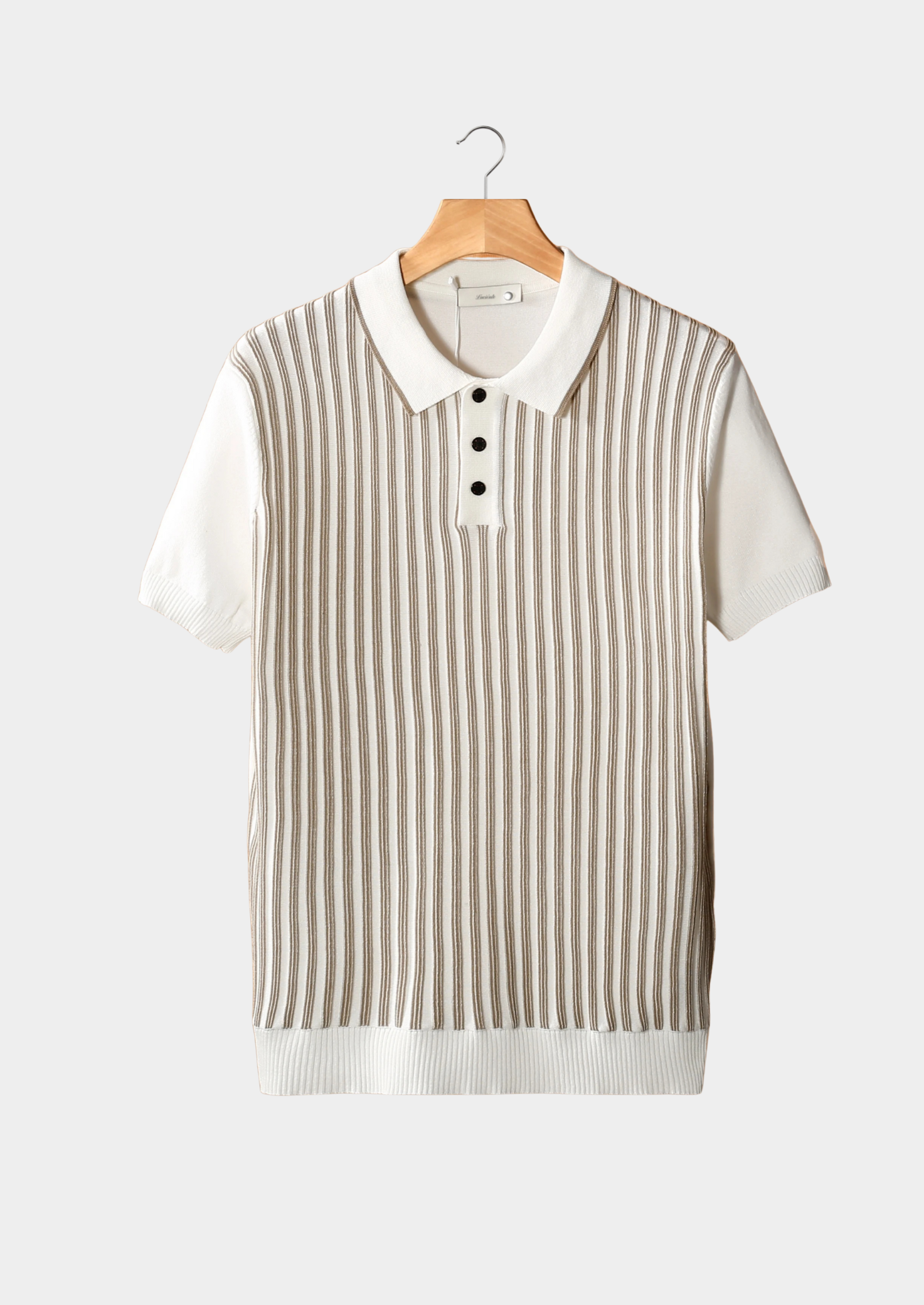 White Vertical Striped Polo | Vallentty