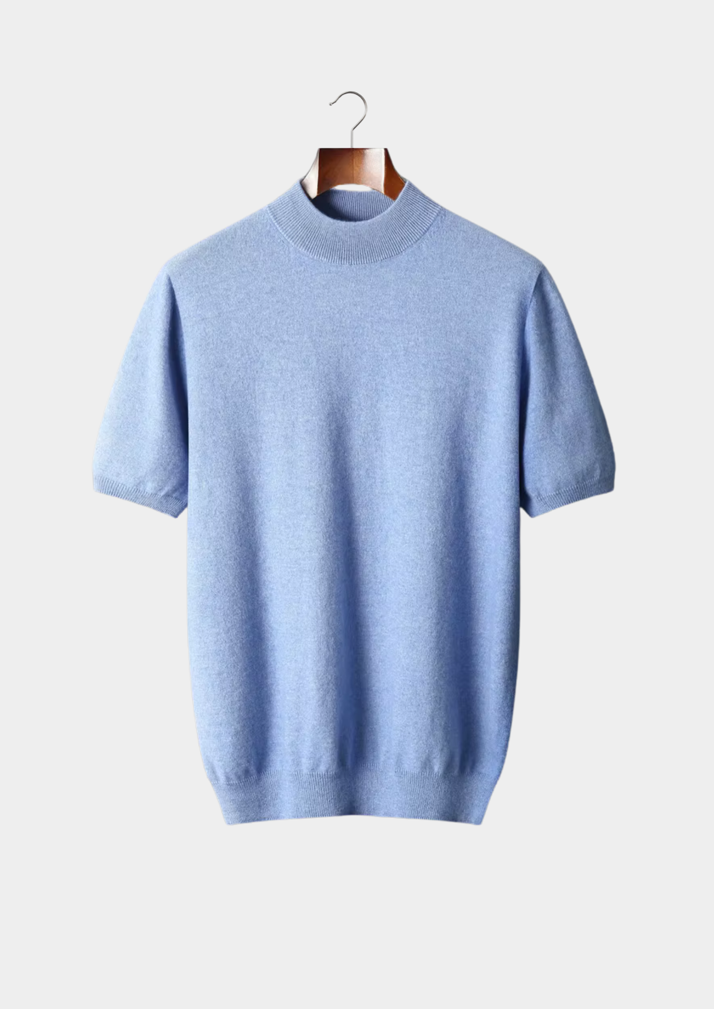 Premium Cashmere Mock Neck T-Shirt | Vallentty