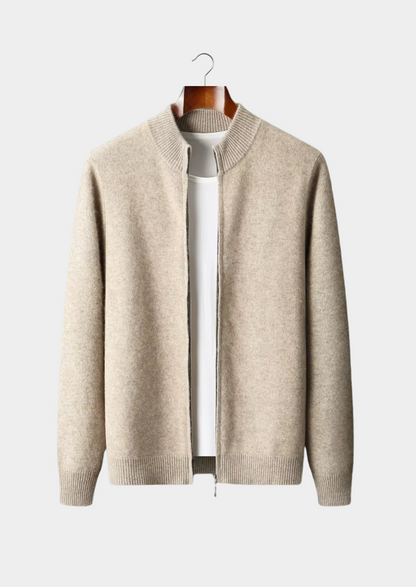 Pure Extra-Fine Merino Wool Zipper Cardigan | Vallentty