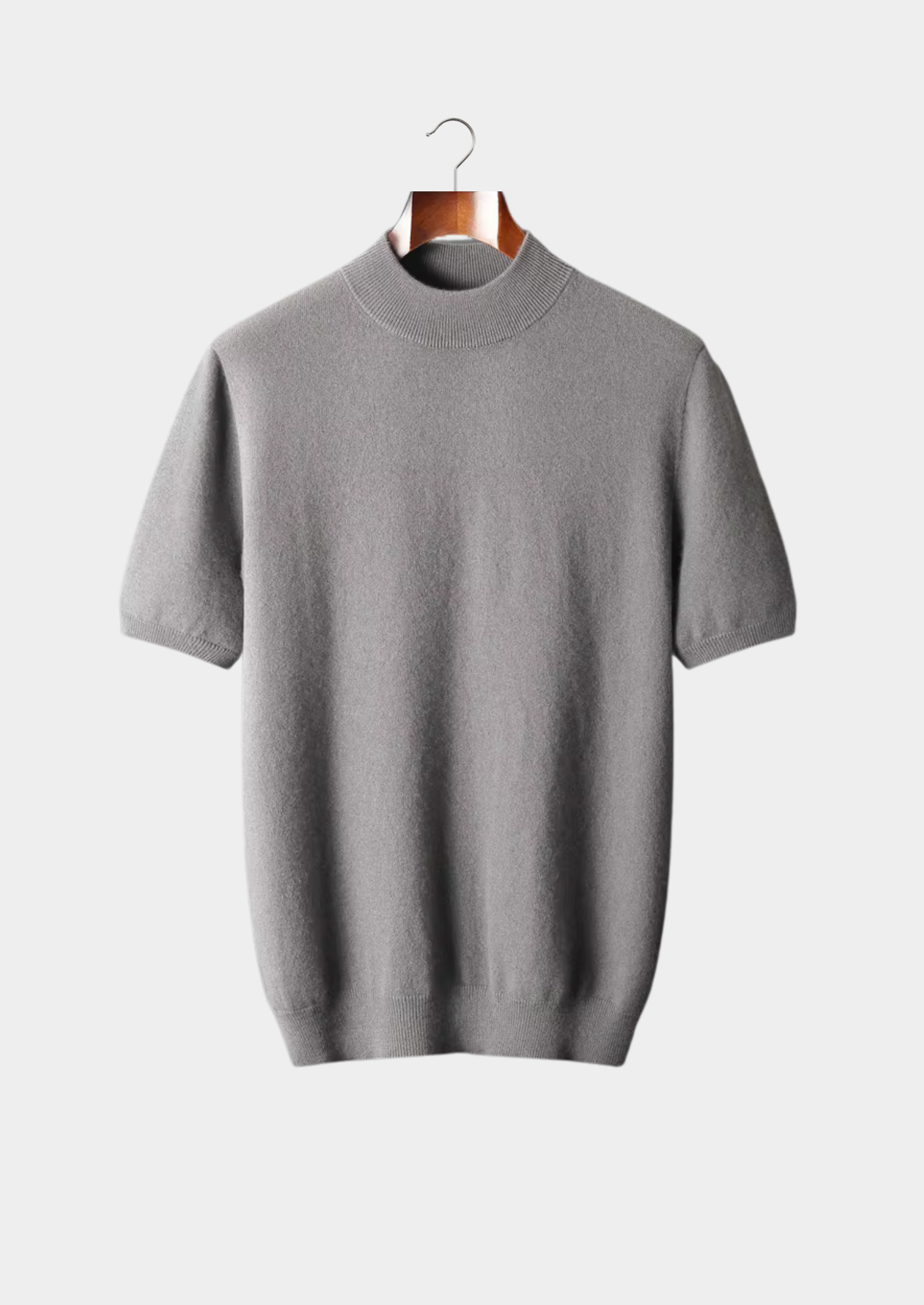 Premium Cashmere Mock Neck T-Shirt | Vallentty