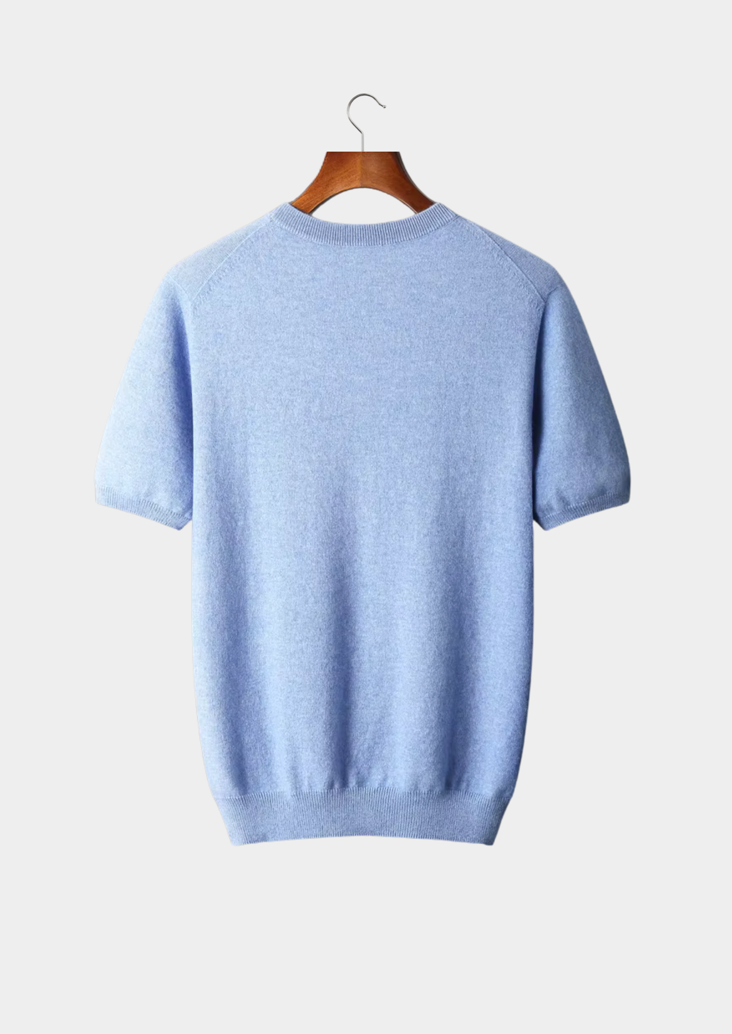 Premium Cashmere Classic Crewneck T-Shirt - Light Blue | Vallentty