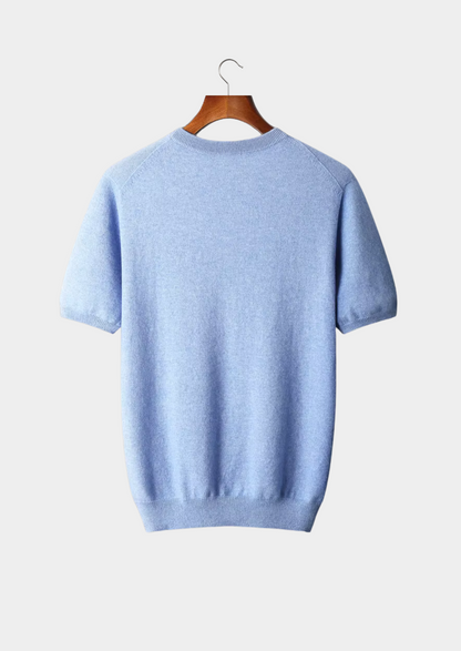 Premium Cashmere Classic Crewneck T-Shirt - Light Blue | Vallentty