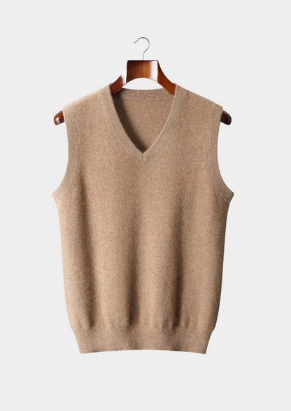 Pure Extra-Fine Merino Wool V-Neck Vest | Vallentty