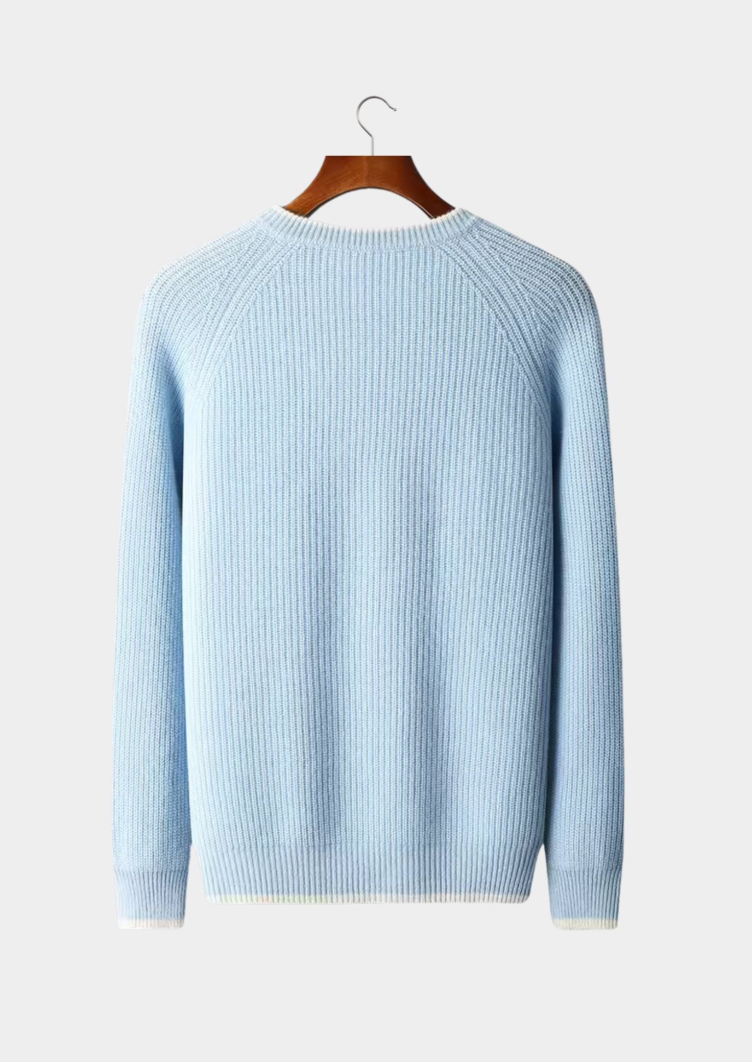 Pure Extra-Fine Merino Wool Two Tone Crewneck | Vallentty