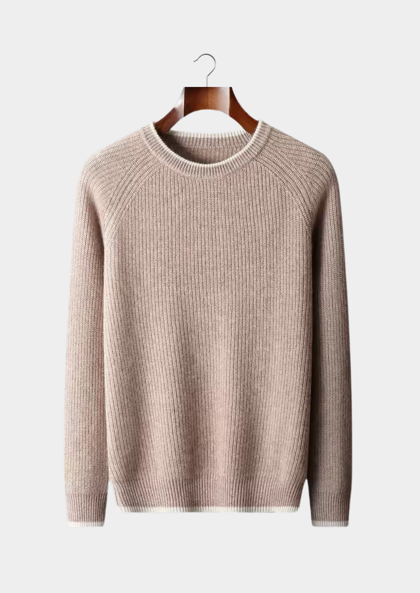 Pure Extra-Fine Merino Wool Two Tone Crewneck | Vallentty