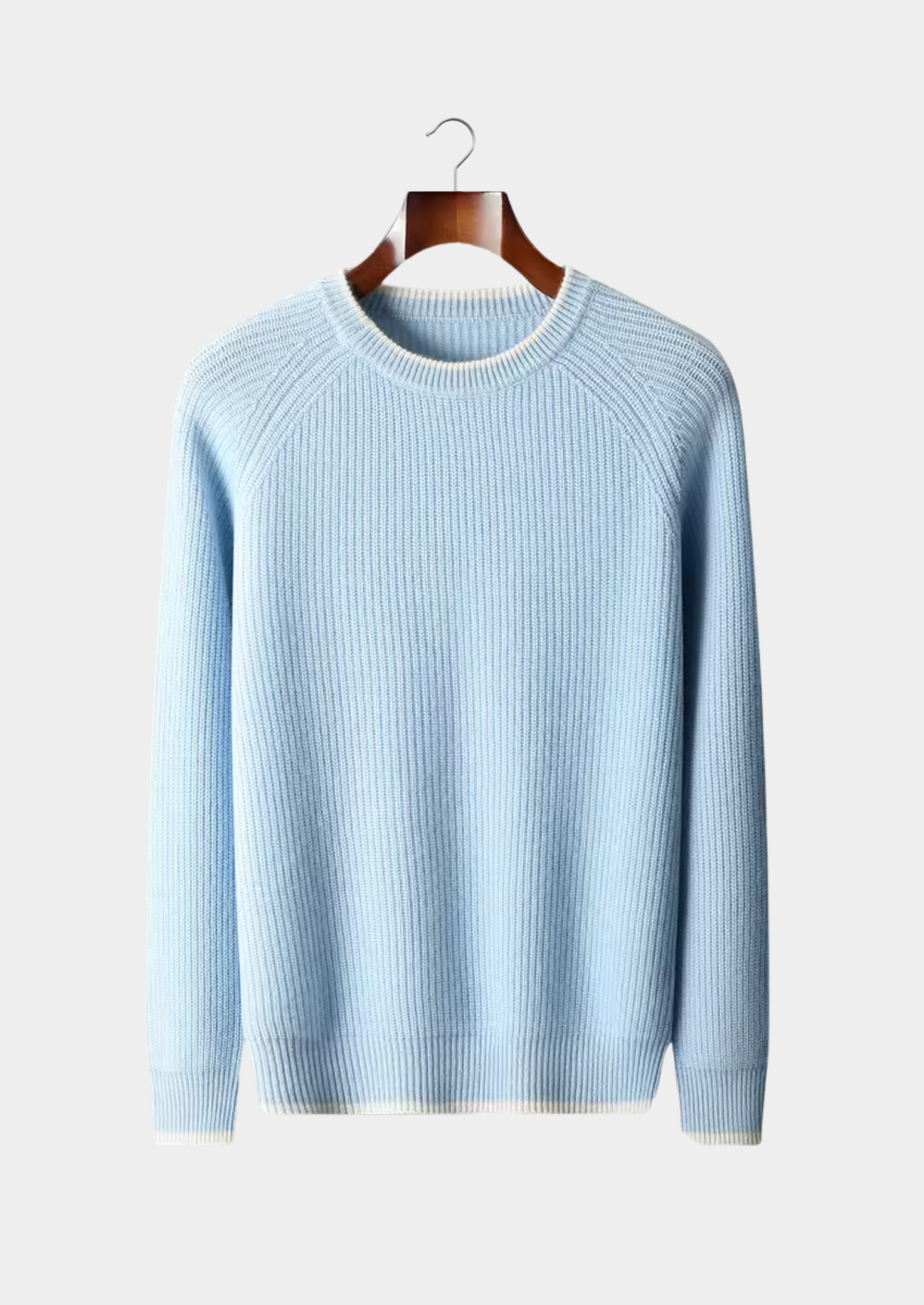 Pure Extra-Fine Merino Wool Two Tone Crewneck | Vallentty