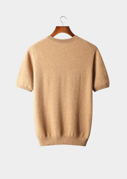 Premium Cashmere Classic Crewneck T-Shirt - Honey Mustard | Vallentty