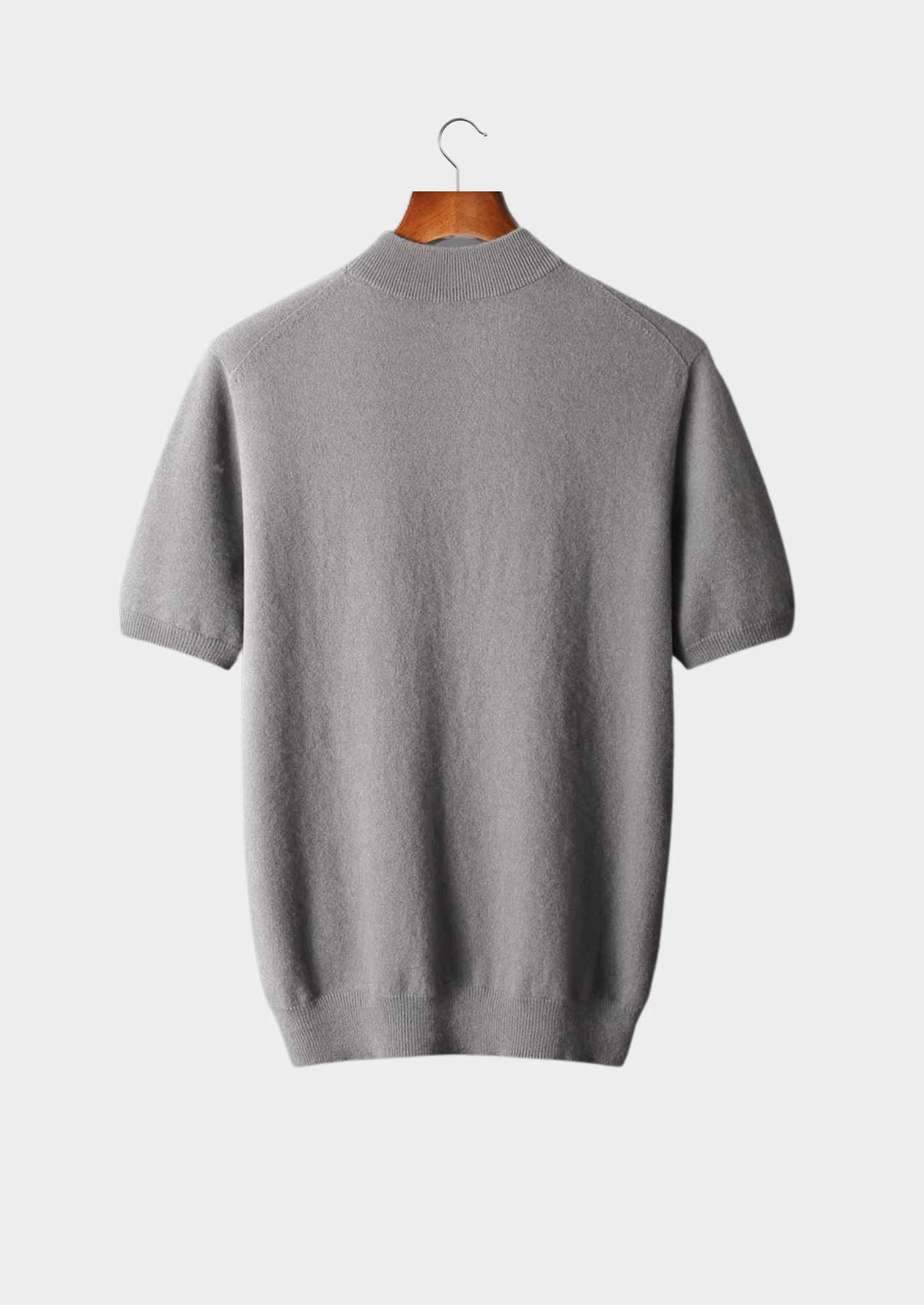 Premium Cashmere Mock Neck T-Shirt | Vallentty