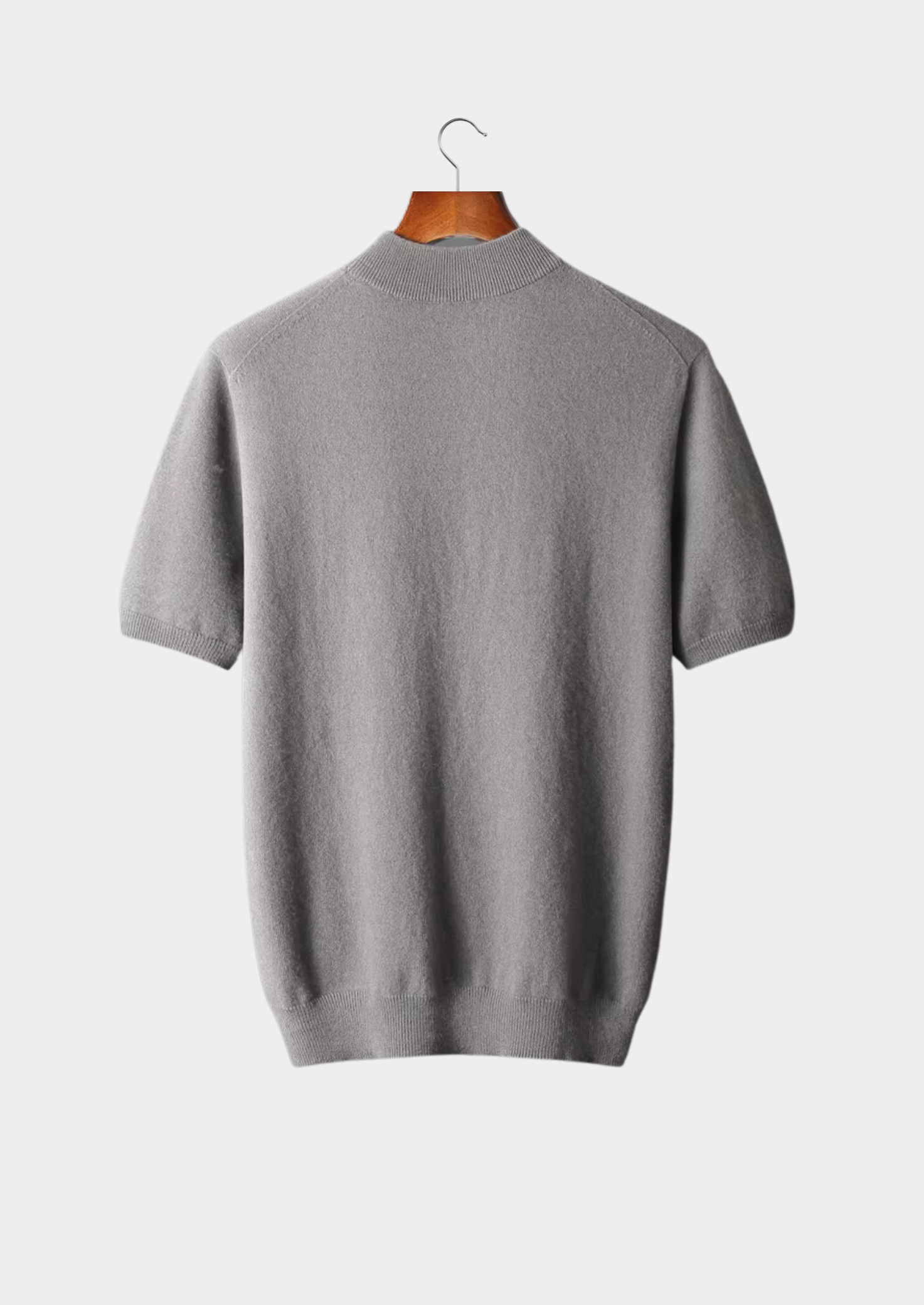Premium Cashmere Mock Neck T-Shirt | Vallentty