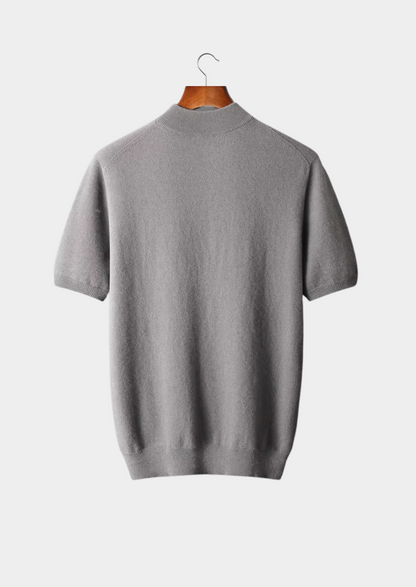 Premium Cashmere Mock Neck T-Shirt | Vallentty