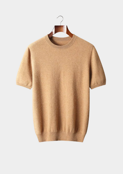 Premium Cashmere Classic Crewneck T-Shirt - Honey Mustard | Vallentty