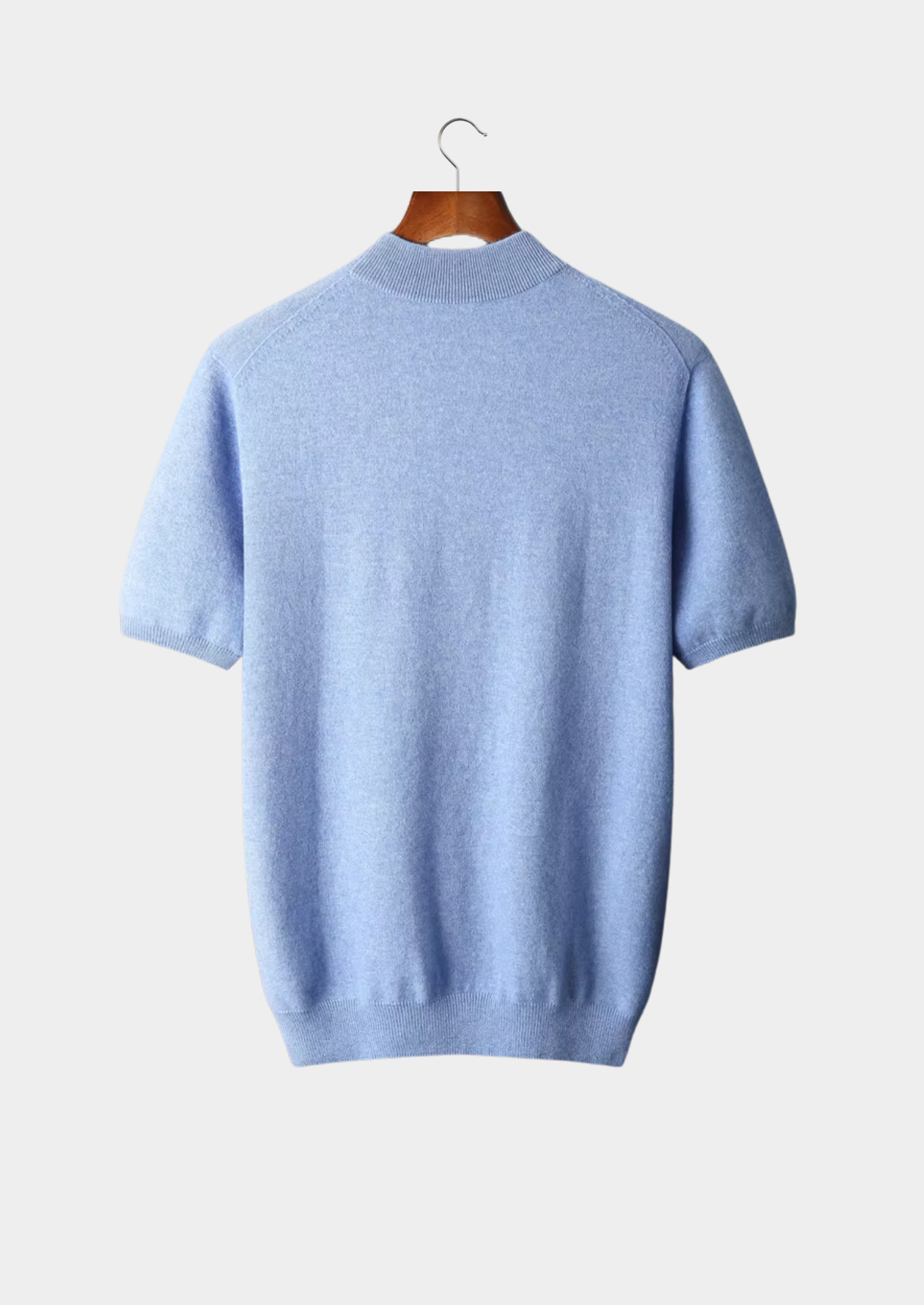 Premium Cashmere Mock Neck T-Shirt | Vallentty