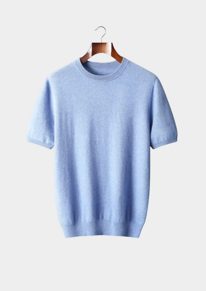Premium Cashmere Classic Crewneck T-Shirt - Light Blue | Vallentty