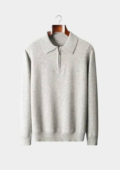 Pure Extra-Fine Merino Wool Half Zip Polo | Vallentty
