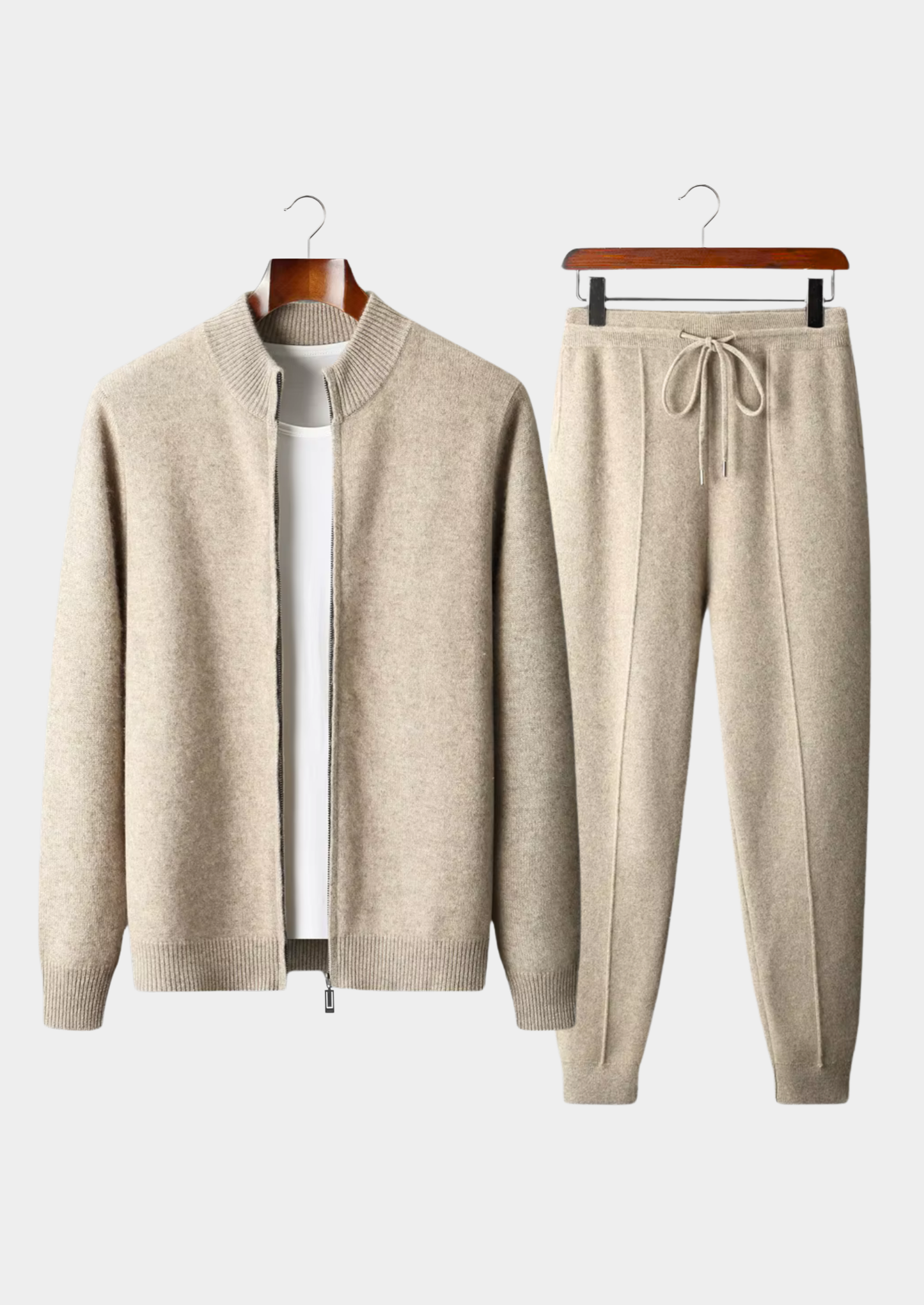 Pure Extra-Fine Merino Wool Sand Luzzo Set | Vallentty
