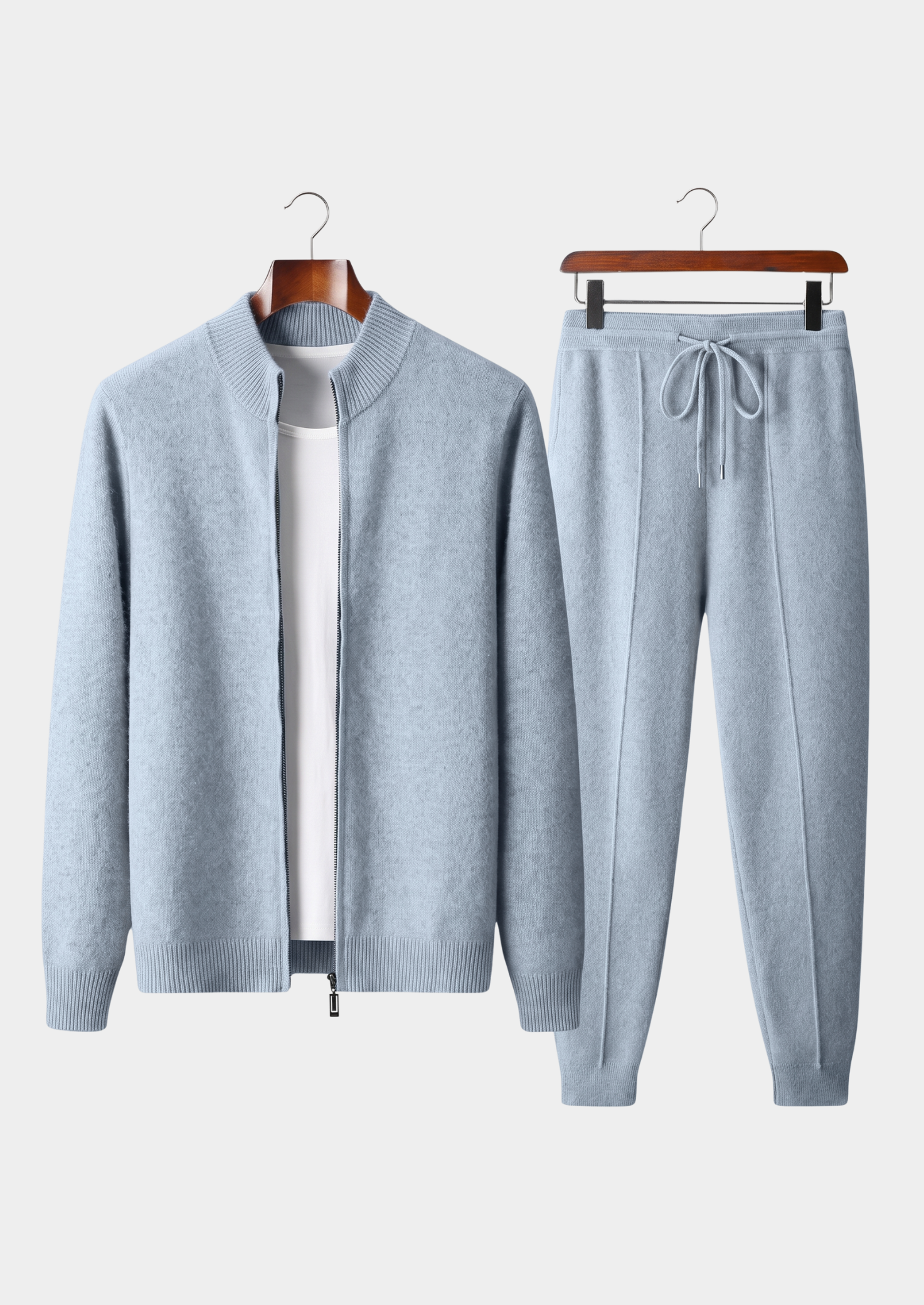 Pure Extra-Fine Merino Wool Light Blue Luzzo Set | Vallentty