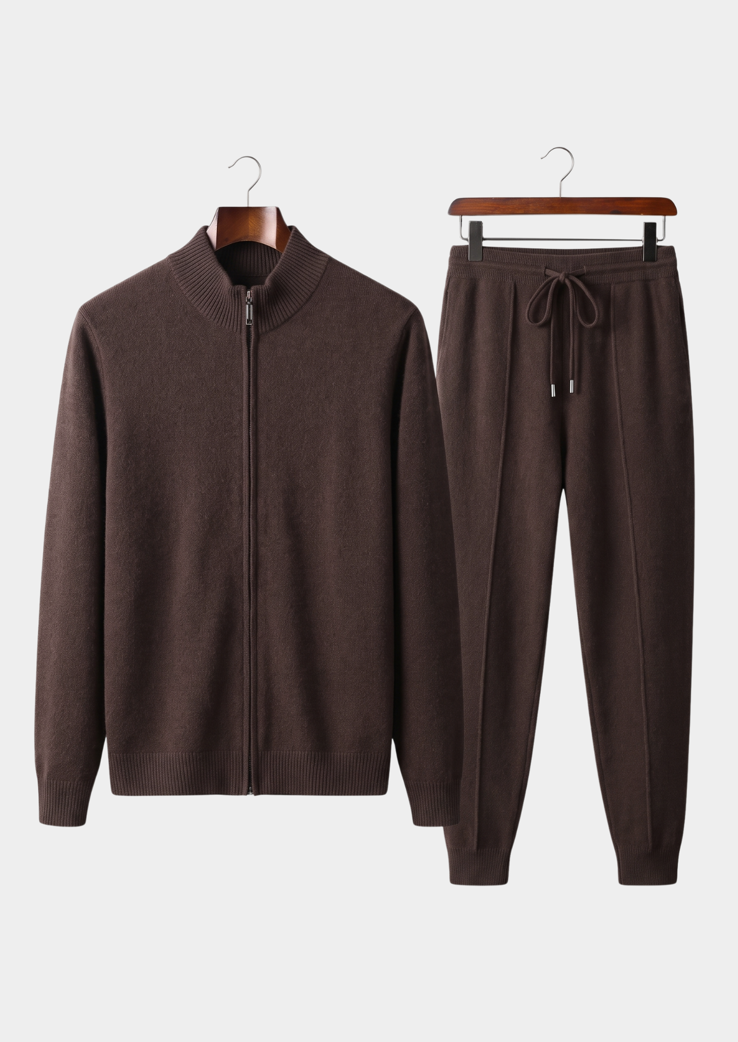 Pure Extra-Fine Merino Wool Dark Brown Luzzo Set | Vallentty