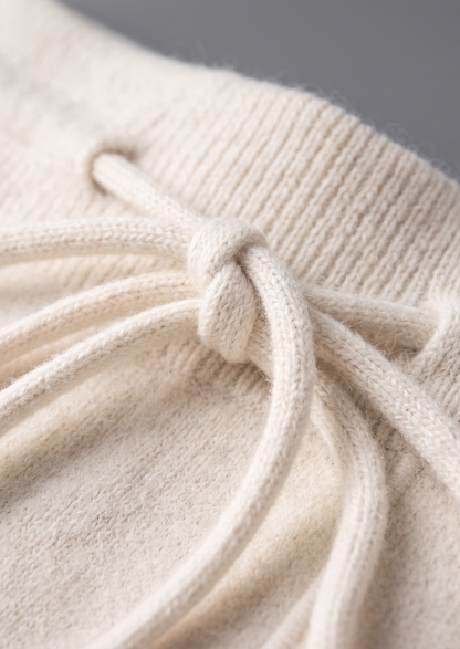 Pure Extra-Fine Merino Wool Cream White Luzzo Set | Vallentty