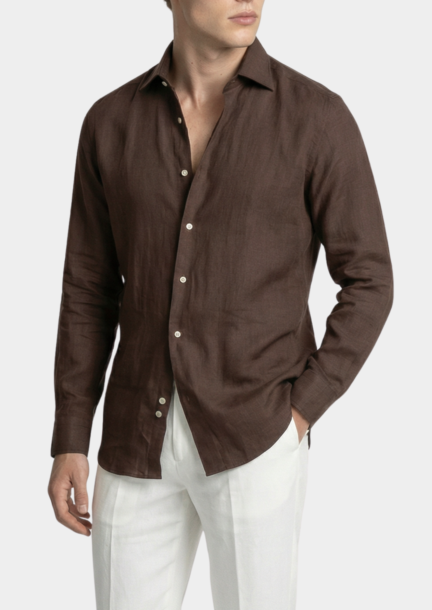 Portofino Coastal Shirt - Dark Brown | Vallentty