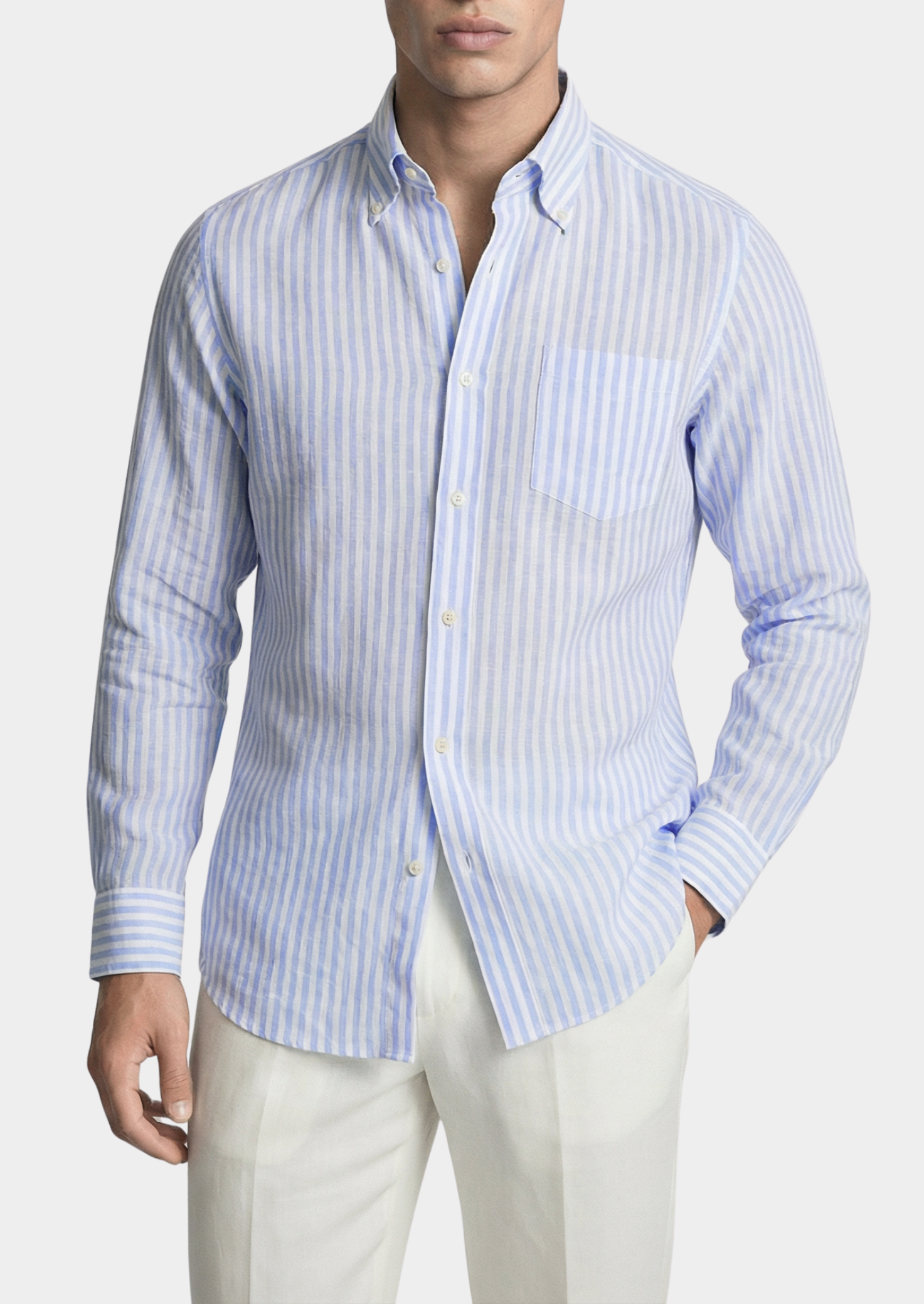 Portofino Striped Coastal Shirt - Light Blue | Vallentty