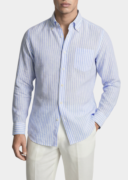 Portofino Striped Coastal Shirt - Light Blue | Vallentty