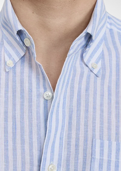 Portofino Striped Coastal Shirt - Light Blue | Vallentty