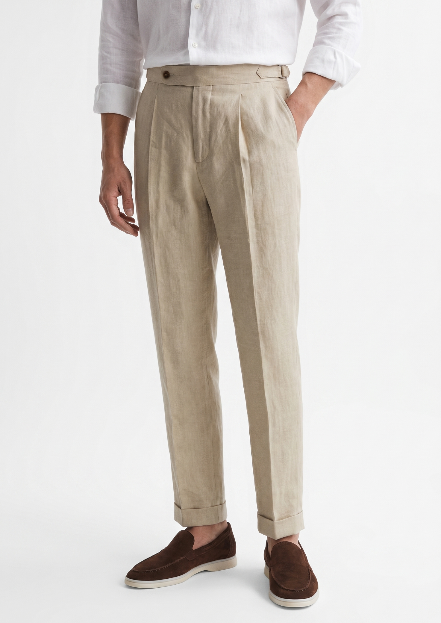 Tuscany Pleated Coastal Trousers - Sand | Vallentty