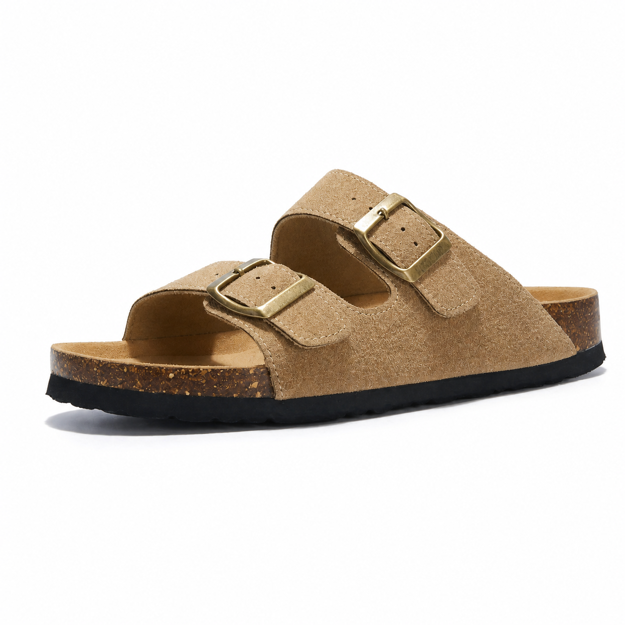 Maibulun Suede Arizona Sandals - Light Brown | Vallentty