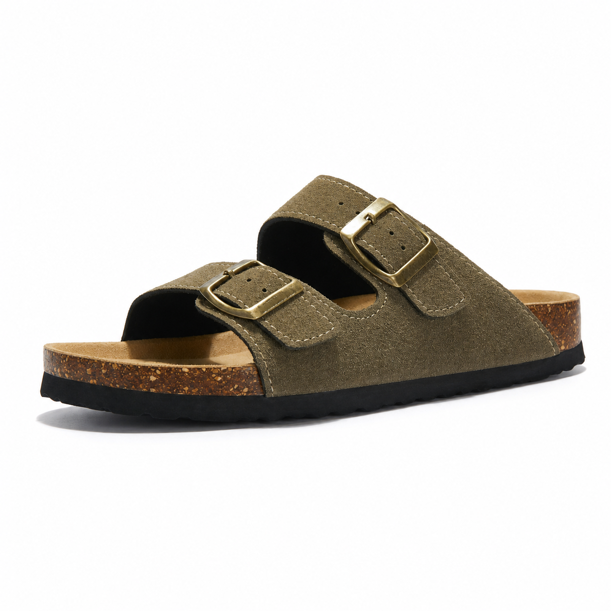 Maibulun Suede Arizona Sandals - Moss Green | Vallentty